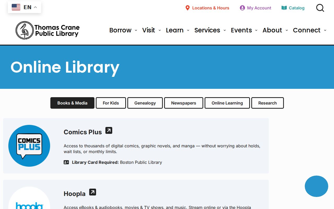 Quincy city directory research resources on the Thomas Crane online library page