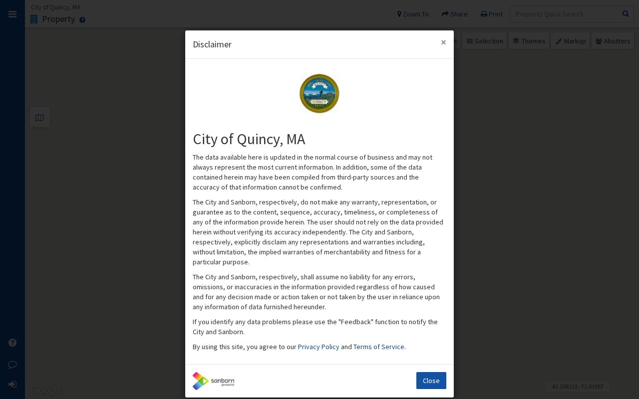 Quincy residents directory MapGeo parcel viewer