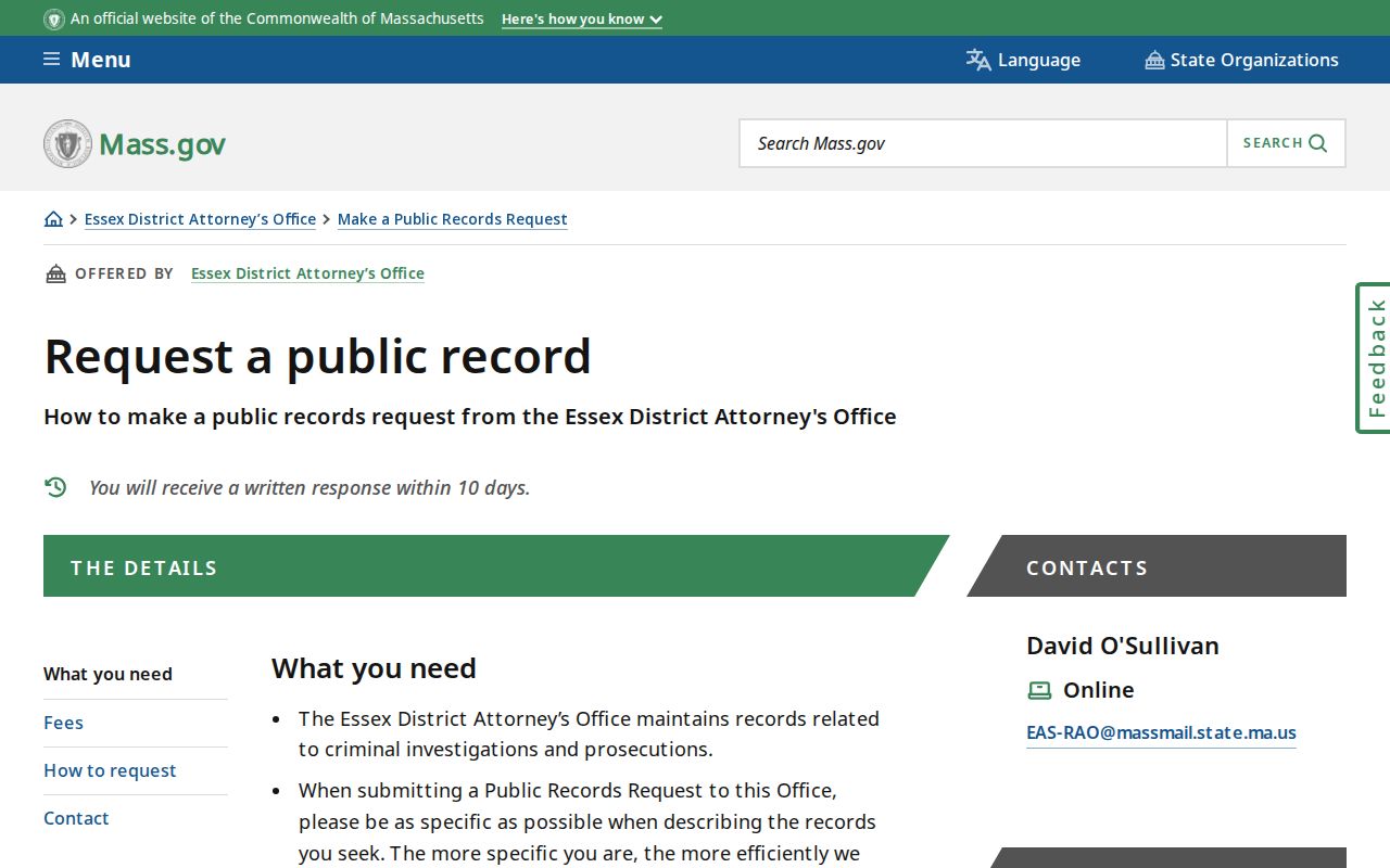 Quincy resident lookup reference to Massachusetts public-record request guidance
