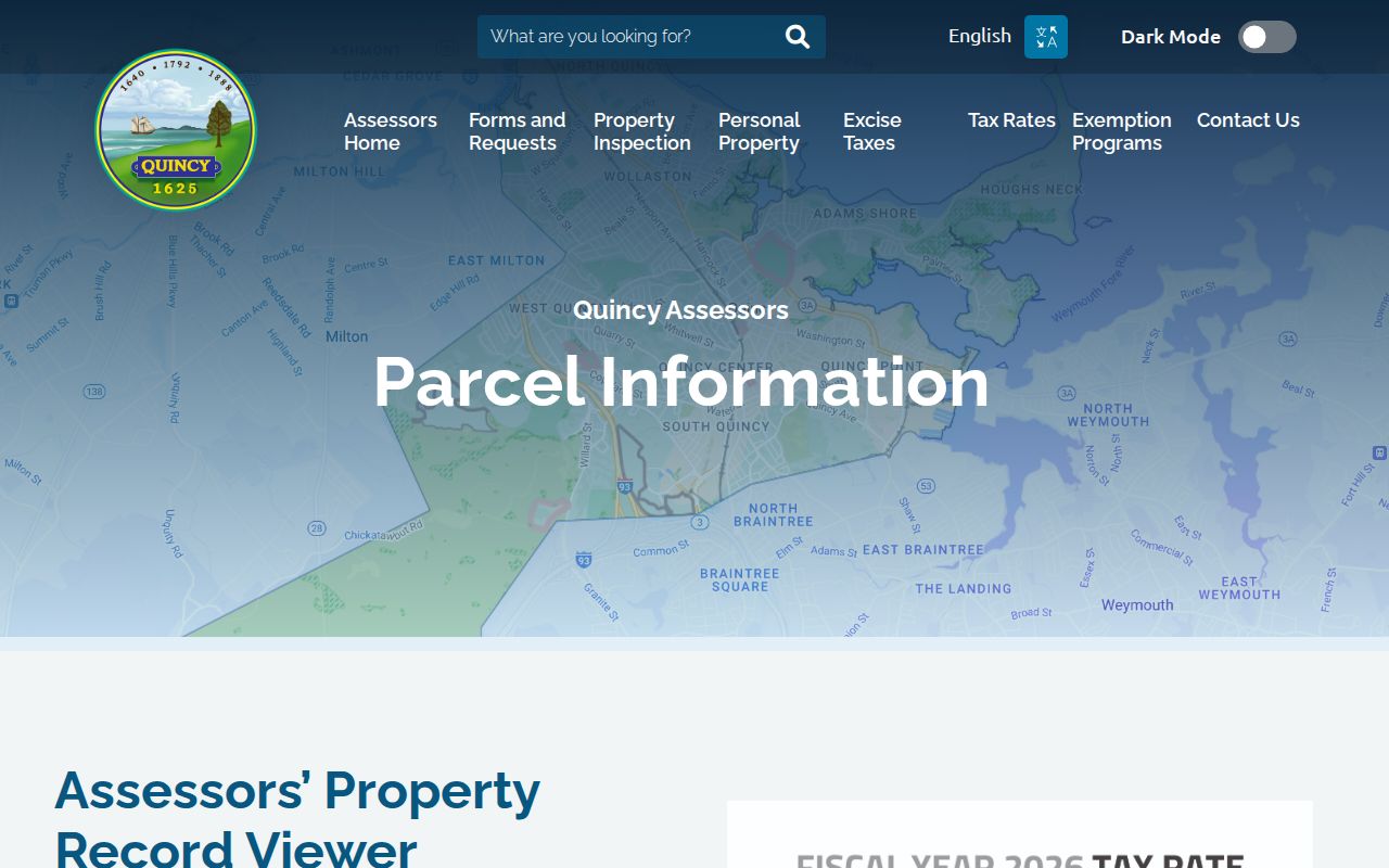 Quincy street directory assessor parcel-information page